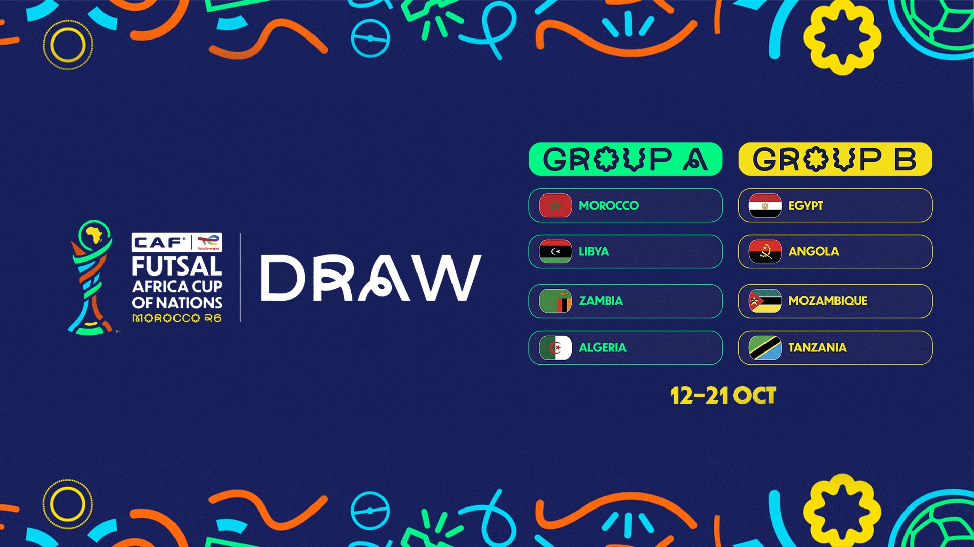 Hosts Morocco face familiar foes at TotalEnergies CAF Futsal AFCON Morocco 2026 after Final Draw produces exciting group-stage clashes